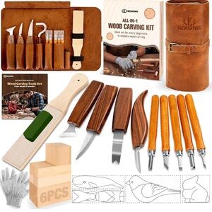 Wood Carving Kit, Wood Carving Tools with Storage Bag, Wood Whittling Knives